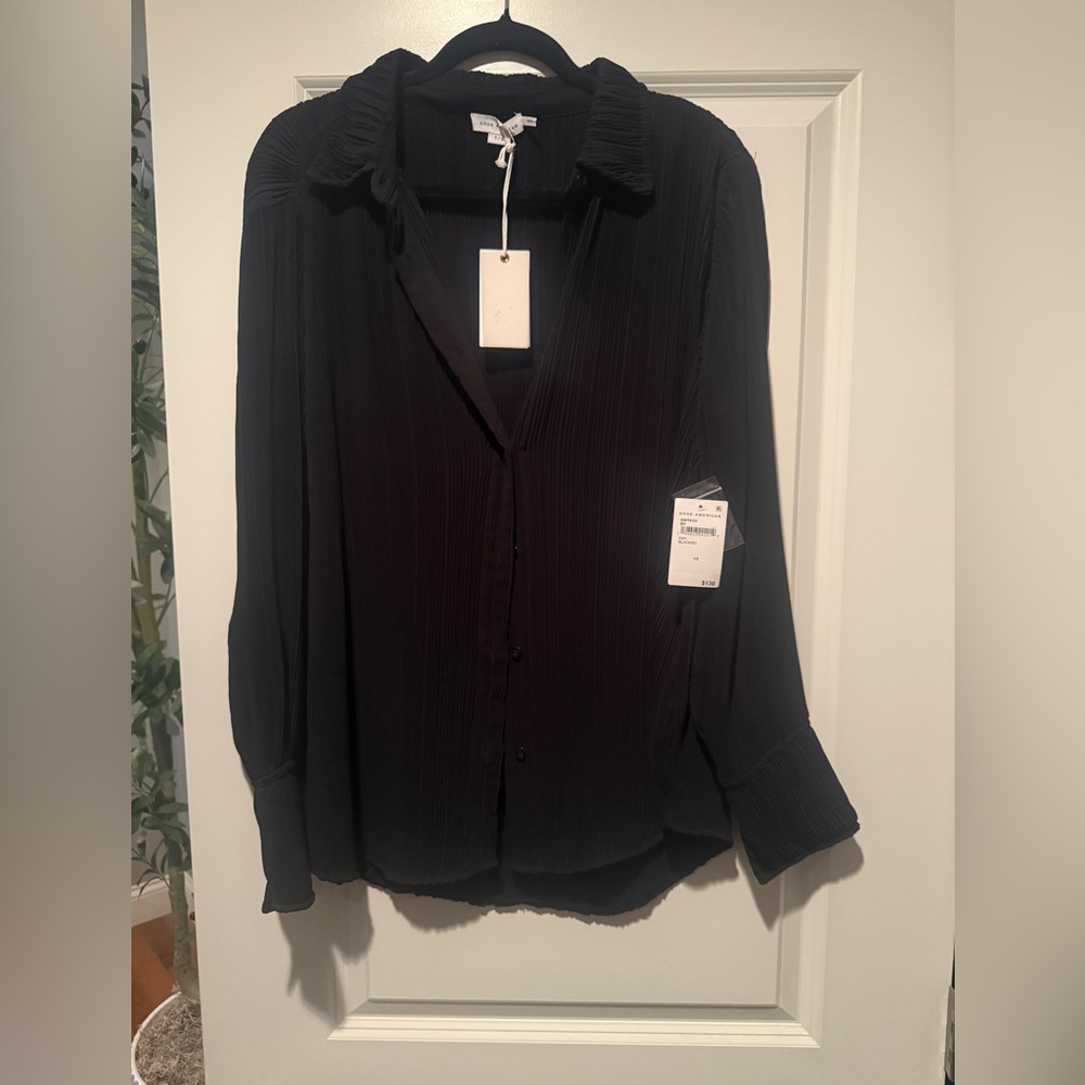 Good American Black Button Down Shirt NWT